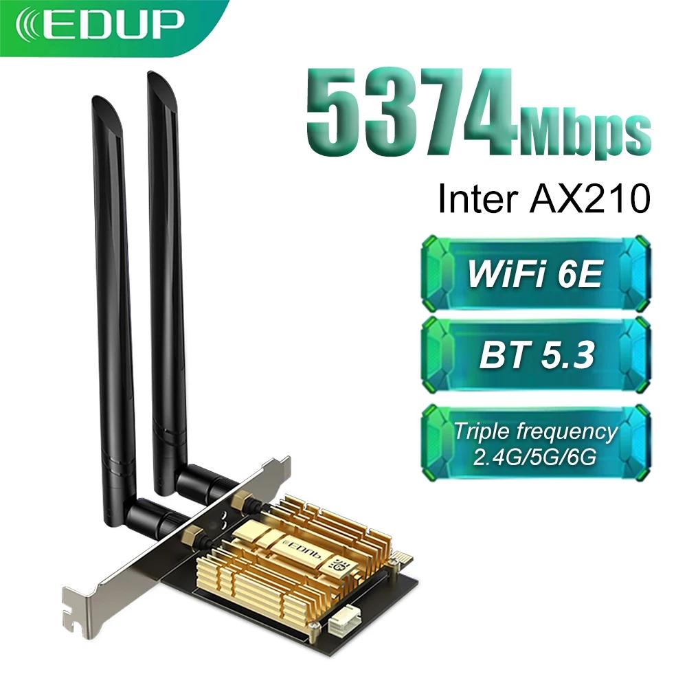 EDUP  6E  AX210 Ĩ PCI-ͽ , 5374Mbps  5.3,    ī, PCIE ũž, Win10 